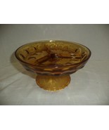 Thumb Print Amber Glass Pedestal Divided Dish - $467.16 MXN