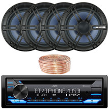 JVC KD-T720BT Bluetooth CD Stereo Receiver, 4x 6.5&quot; Marine/Car Speakers ... - £255.30 GBP