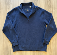 Orvis Men&#39;s Large Navy Blue 1/4 Zip 100% Cotton Pullover Sweater EUC Rea... - $34.64