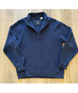 Orvis Men&#39;s Large Navy Blue 1/4 Zip 100% Cotton Pullover Sweater EUC Rea... - $48.64 CAD