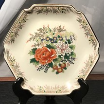 OMC Japan Hexagonal Porcelain Plate Floral Design Gold Trim Vintage W/ S... - £11.17 GBP