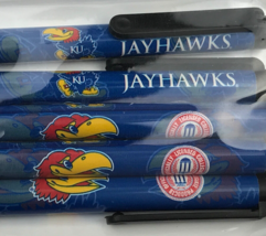 Kansas Jayhawks 5-Pack Click Ink Pens NCAA Licensed, Royal w/ Full Color KU New! - £3.88 GBP