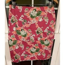 Talbots Classic Prep Pink Salmon Floral Pencil Texture Skirt Size 6 Green - $244.45 MXN