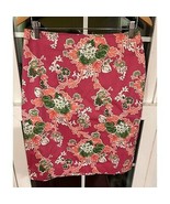 Talbots Classic Prep Pink Salmon Floral Pencil Texture Skirt Size 6 Green - $244.45 MXN