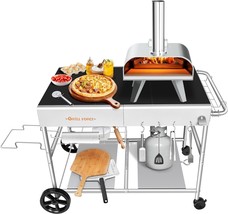 Pizza Oven Table, Movable Pizza Oven Stand, Pizza Oven Cart, Outdoor Grill Table - £231.67 GBP
