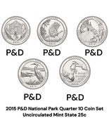 2015 P&amp;D National Park Quarter 10 Coin Set Uncirculated Mint State 25c - £8.67 GBP