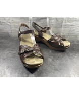 Dansko Platform Sandal Women 7.5 Sissy Shoe Brown Leather Strap Slingbac... - $38.67 CAD