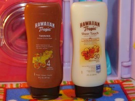 Hawaiian Tropic Spf 30 &amp; Tanning Spf 4 lot fits Barbie Dollhouse Mini brands NEW - £4.63 GBP