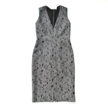 NWT Alice + Olivia Baylee in Grey Black Brocade Lace V-neck Sheath Dress 8 - £48.64 GBP