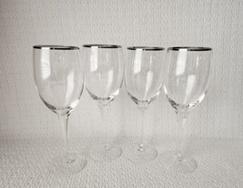 Lenox Crystal ARIEL 8 1/4&quot; Water Glasses Goblets Platinum Rim ~ Set of 4 - £39.56 GBP