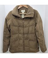L.L. Bean Goose Down Jacket SMALL Brown Faux Suede Sherpa Collar Puffer ... - €29,77 EUR