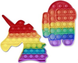 Push Pop Bubble Fidget Sensory Toy 2 Pk Rainbow: Unicorn &amp; Among Us NEW - £11.97 GBP
