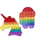Push Pop Bubble Fidget Sensory Toy 2 Pk Rainbow: Unicorn &amp; Among Us NEW - $20.49 CAD