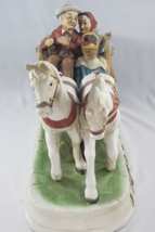 Vintage Taiwan Horse Carriage Wagon Old Man Woman Figurine Sculpture - £60.80 GBP