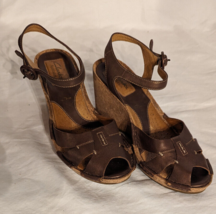 Clarks Sandals Womens Size 7M Artisan Strappy Slingback Cork Wedge Heels 84285 - £15.45 GBP