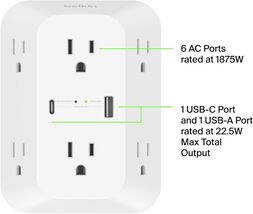 Belkin - SRA008p6tt - 6-Outlet Surge Protector Power Strip 1680 Joules -... - $39.95