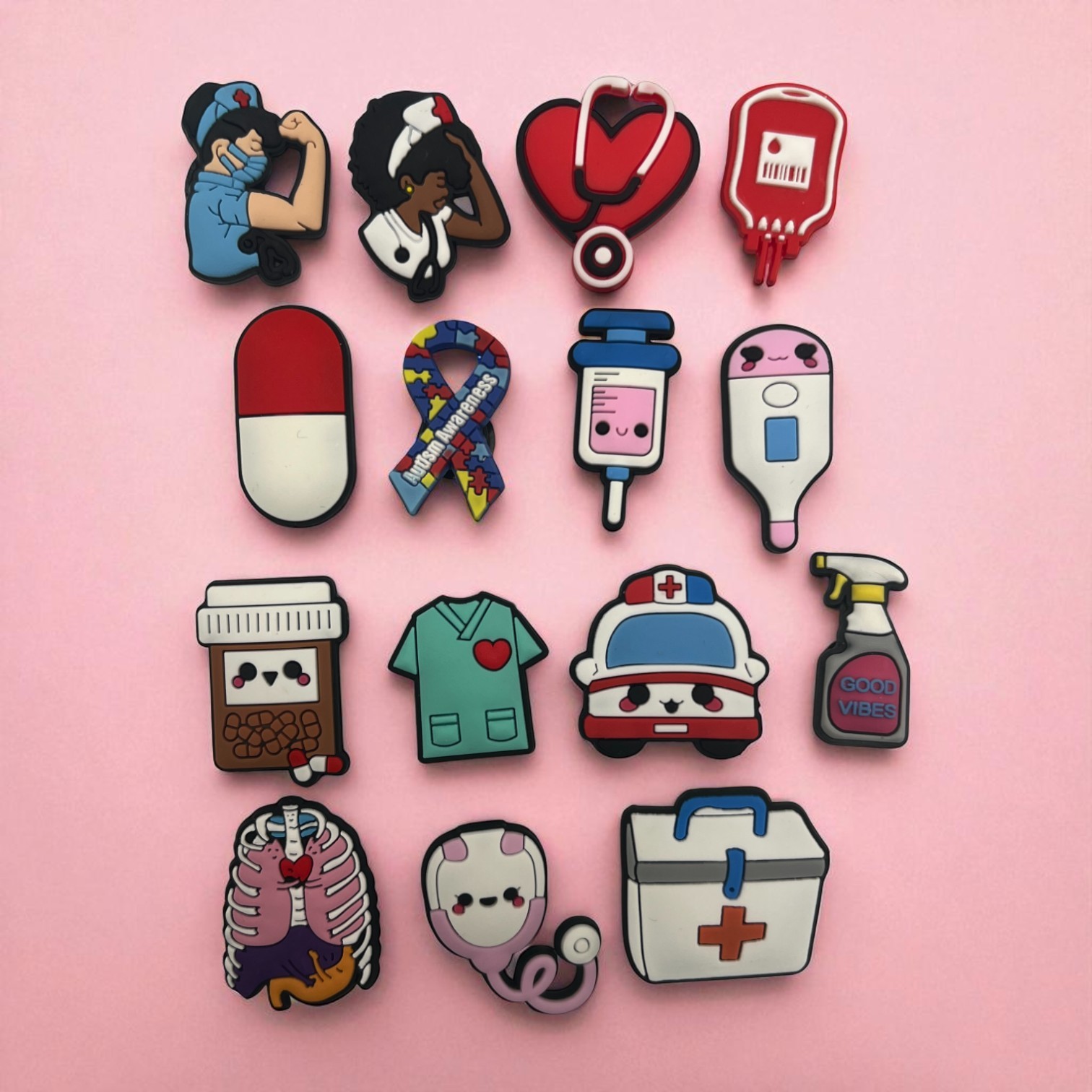 15pcs Medical Doctor Nurse Shoe Charms Mix for Crocs Decoration  - $12.50