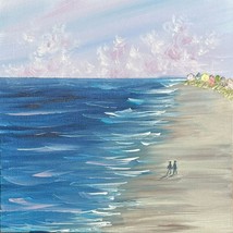 Beach All To Ourselves by Deb Bossert Artworks, 8&quot; x 8&quot; Seascape Painting - $69.30