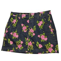 Wild Fable Womens A Line Skirt Size 8 Corduroy Black Pink Roses Floral - £18.59 GBP