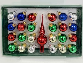 Kurt Adler 30MM Multi Colored Glass Ornament and Treetop Set 25 Piece Bo... - $19.79