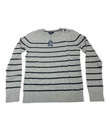Nautica Sweater Womens XS Gray Blue Striped Boat Neck Pullover Nautical ... - €23,34 EUR