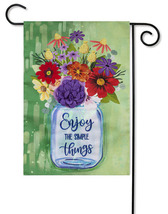 Mason Jar and Wildflowers Burlap Garden Flag-2 Sided Message, 12.5&quot; x - £18.87 GBP