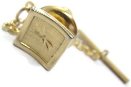 Vintage Tie Tack Gold Tone Square Concave Lapel Pin Collectable - £15.51 GBP