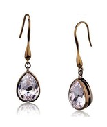 Brown Plated Stainless Steel Light Peach Tear Drop Dangle Earrings TK316 - $21.99 CAD