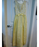 Vintage 60s 70s Prom Bridesmaid Gown Maxi Dress Yellow 24&quot; Empire waist ... - £31.28 GBP