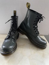 Dr. Doc Martens 1460 W Gray Patent Leather Lamper Boots Women’s Sz 7 US / EU 38 - £54.81 GBP