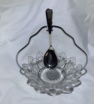 VTG Sheffield England Silver Plated Spoon 3 Piece Glass Serving Dish Set Stand - £15.74 GBP