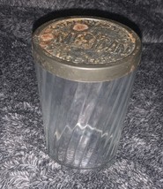 Vintage American Quality Snuff Glass Jar Since 1782 Tobacco With Tin Lid 4&quot; - £4.45 GBP