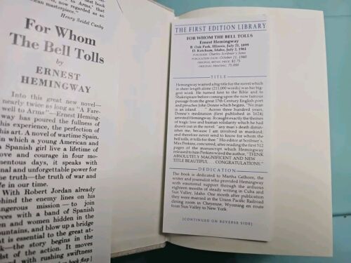 For Whom The Bell Tolls Ernest Hemingway 1940 Scribners Renewal 1968 Edition Item image 4