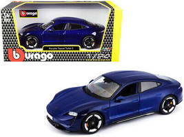 Porsche Taycan Turbo S Blue Metallic 1/24 Diecast Car Bburago - £28.46 GBP