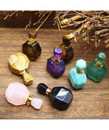 Faceted Crystal Stone Perfume Bottle Pendant For Women Natural Gemstone ... - £33.44 GBP