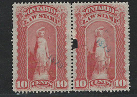Canada. Ontario 1870-1911 Revenue Fine Used Ng Law Horizontal Pair Stamp OL47 - £5.53 GBP