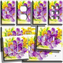 Retro Purple Flowers Mimosa Light Switch Outlet Wall Plate Floral Room Art Decor - £8.93 GBP+