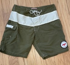 Apolis by Katin USA Green and White Snap Front Unlined Swim Trunks Shorts - $25.97