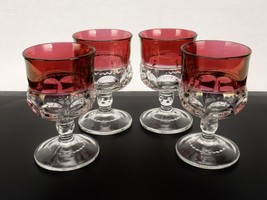 Set of 4 Tiffin-Franciscan Cranberry Juice Goblets, King s Crown, Vintage 1950s - £45.95 GBP