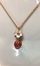 Kate Spade Picnic Perfect Strawberry Mini Pendant Necklace W/ KS Dust Bag - £31.16 GBP