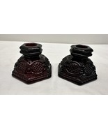 Set of Two (2) Vintage Avon 1876 Cape Cod Ruby Red Candlestick Holders - £15.78 GBP