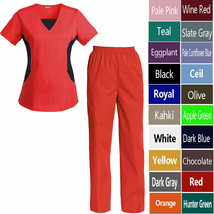 Women&#39;s Scrub Set Medical Nursing Uniform Set Top and Pants - £31.08 GBP