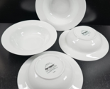 (4) Pier 1 Luminous White Soup Pasta Bowls Set Porcelain Rim Serving Dis... - $66.20
