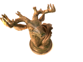 Vintage Cast Iron Elk/Deer Statue on a Black Marble Base, Faux Bronze Finish - £30.60 GBP