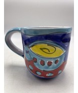 Starbucks Mug Italy 2002 Hand Painted 16oz Coffee Cups XL Blue Red Retro... - £19.17 GBP