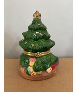 Vtg Ceramic Decorative Christmas Tree Hinged Trinket Box Holiday Decor - $194.03 MXN