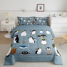 Penguins Bedding Set For Boys Young,Antarctica Animals Wildlife Comforter Set Fo - £72.54 GBP