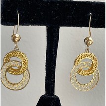 14K Yellow Gold Filigree Double Hoop Earrings Sky - £279.88 GBP