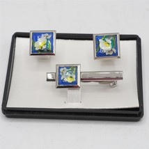 Vintage Lotus Cuff Links and Tie Clasp Set - $39.56