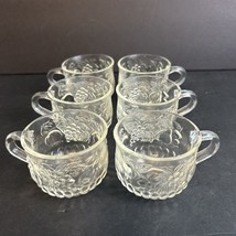 Vintage Jeanette Punch Bowl Cups Clear Glass Fruit Design Lot of 6 Cups - £13.18 GBP